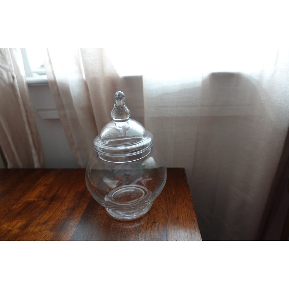 Vintage 8‎ inches clear glass apothecary jar with lid - Picture 7 of 9